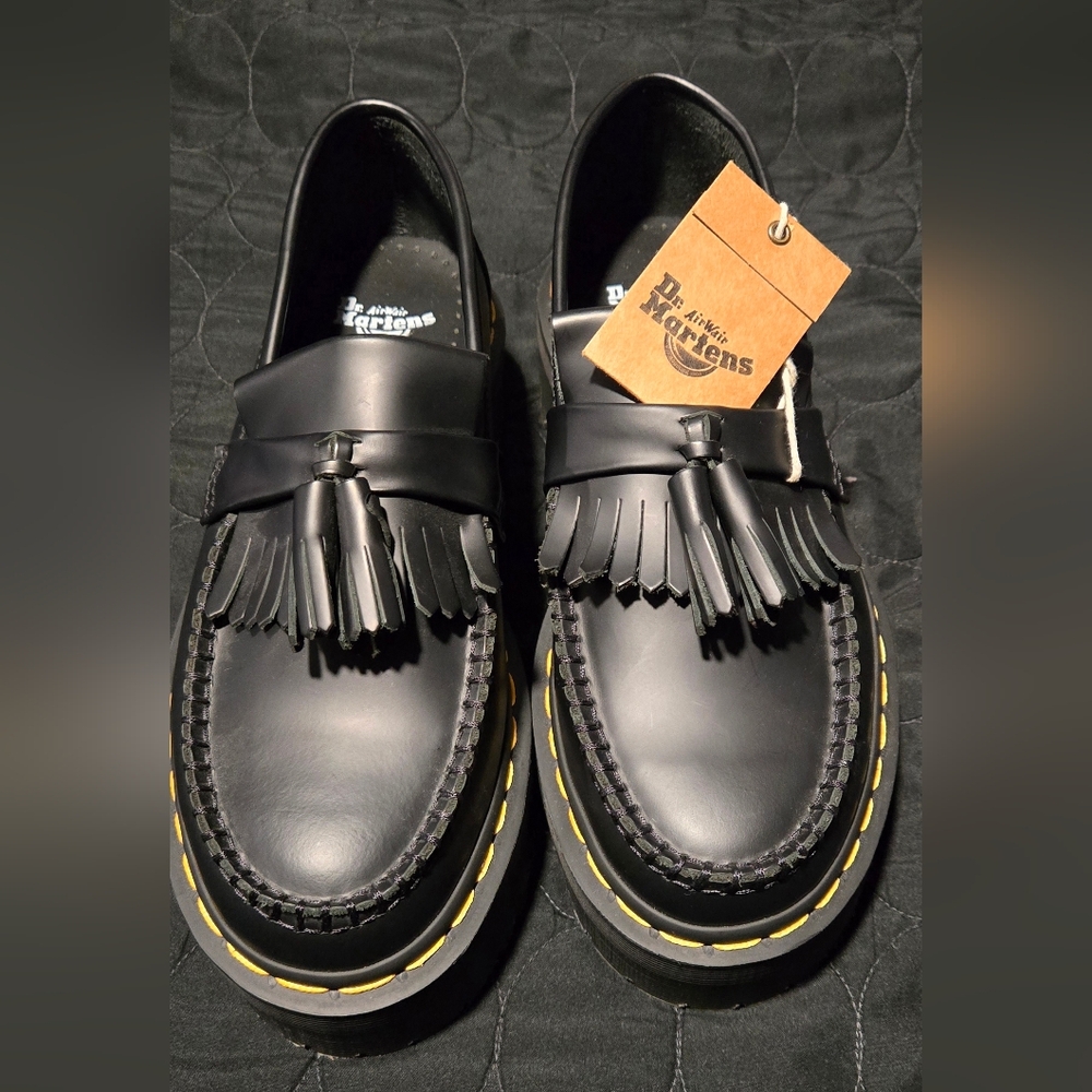 Dr. Martens Black Leather Platform Loafers - Picture 4 of 11